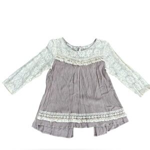 Umgee Lace Trim Long Sleeve Top